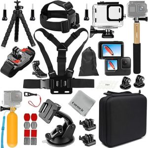 Gurmoir Accessory Pack for Go Pro 13 12 11 10 9 Hero, Full Essential Accessories Kit with Waterproof Protective Housing Case for GoPro Hero 13 12 11 10 9 Black(DT06)