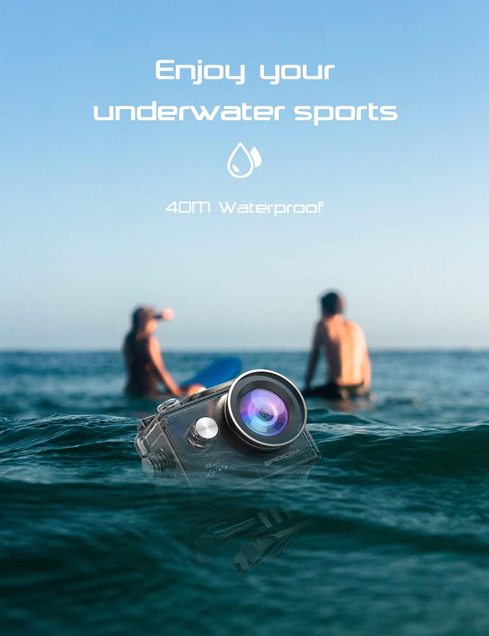 Apexcam Action Camera 4K Sports Camera 20MP 40M 170°Wide-Angle WiFi Waterproof Underwater Camera with 2.4G Remote Control 2 Batteries 2.0'' LCD Ultra HD Camera with Mounting Accessories Kit - Image 6