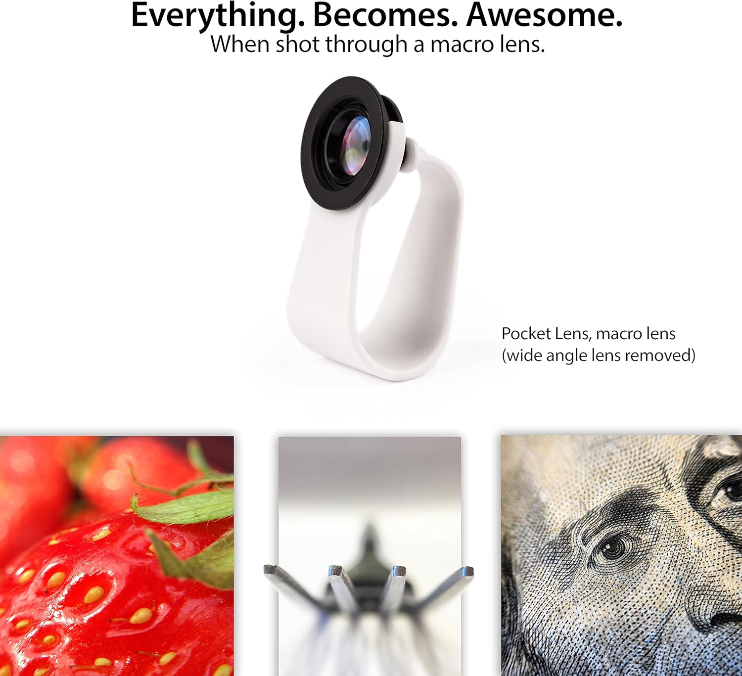 PocketLens 2-in-1 Macro & Wideangle iPhone Camera Lens, Universal Smartphone Accessories for Photography Enthusiasts White - Image 3