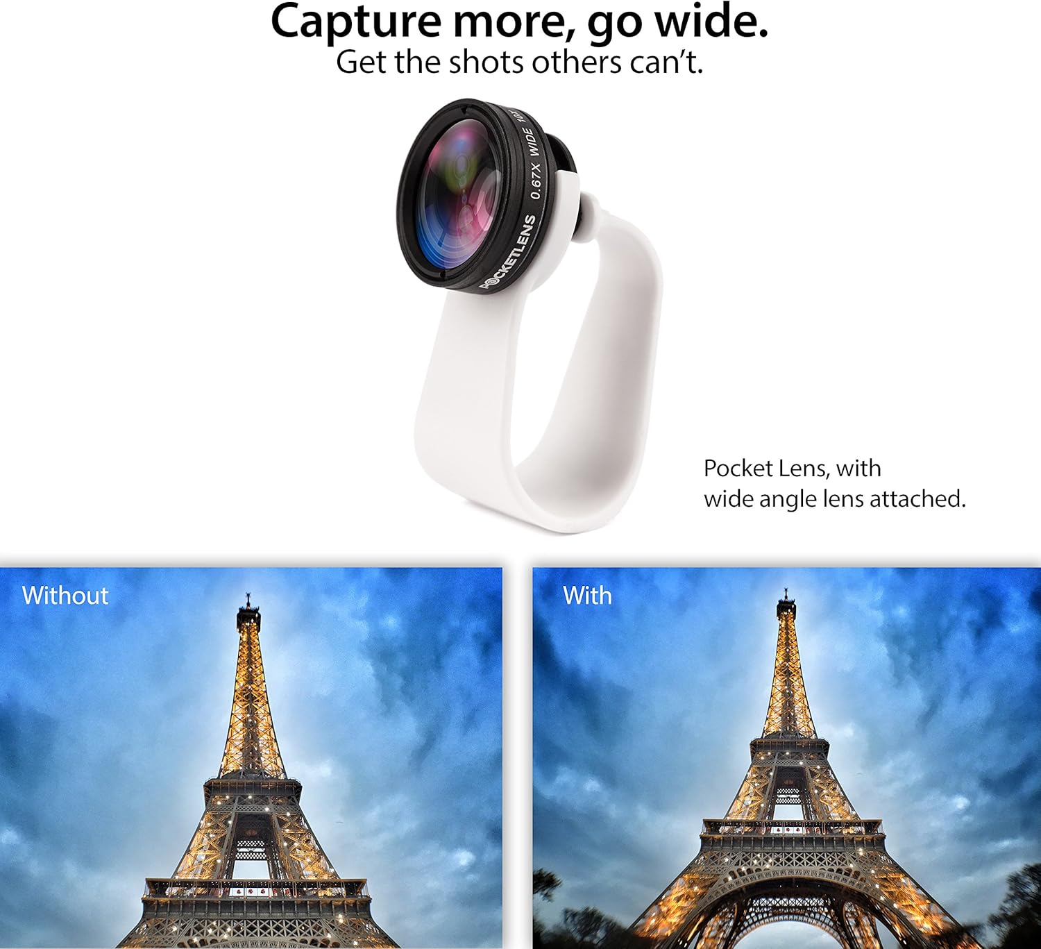 PocketLens 2-in-1 Macro & Wideangle iPhone Camera Lens, Universal Smartphone Accessories for Photography Enthusiasts White - Image 4
