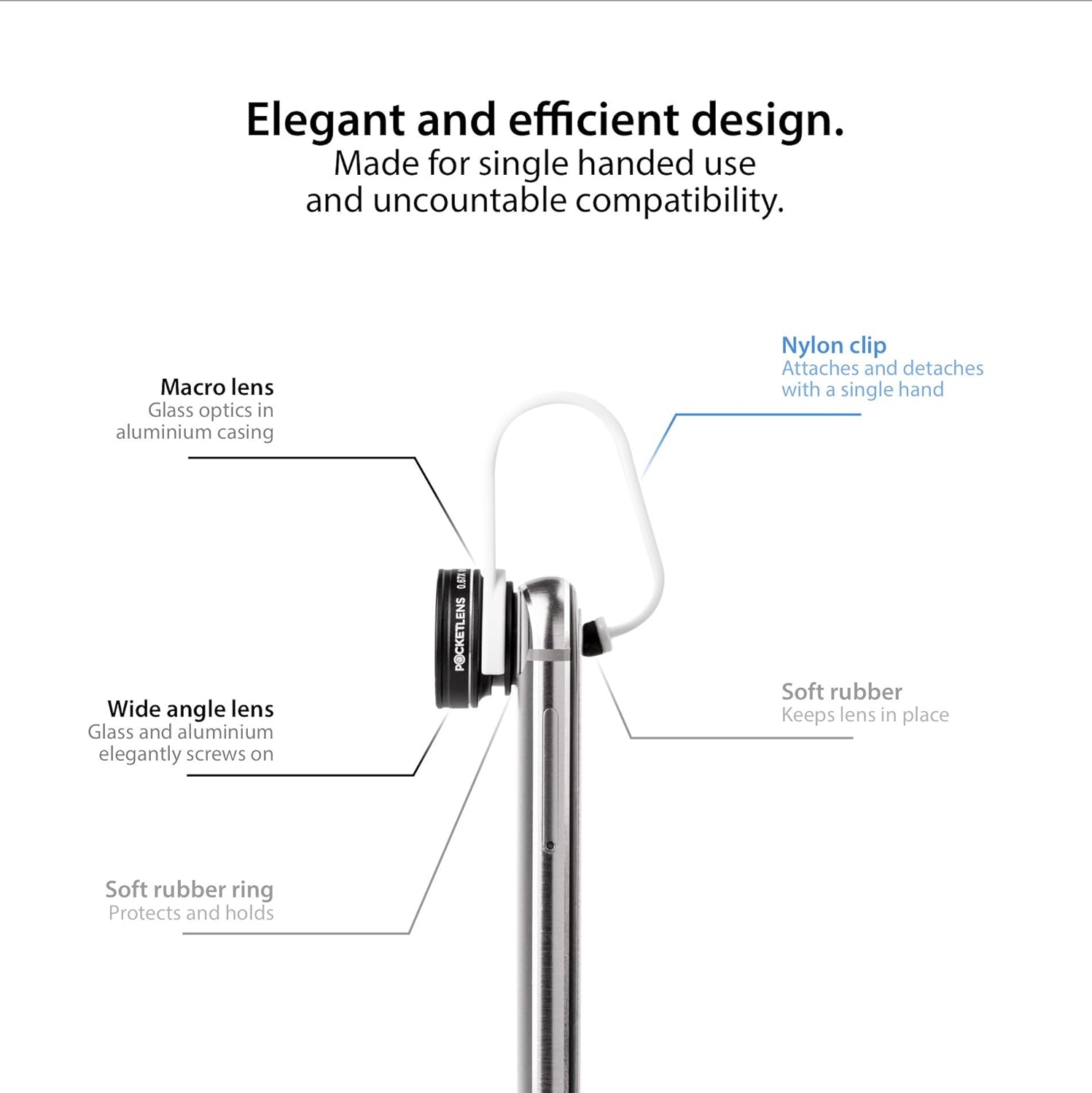PocketLens 2-in-1 Macro & Wideangle iPhone Camera Lens, Universal Smartphone Accessories for Photography Enthusiasts White - Image 7